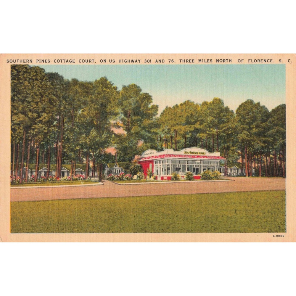 Florence South Carolina SC Southern Pines Cottage Court Motel Vtg Linen Postcard - Picture 1 of 2